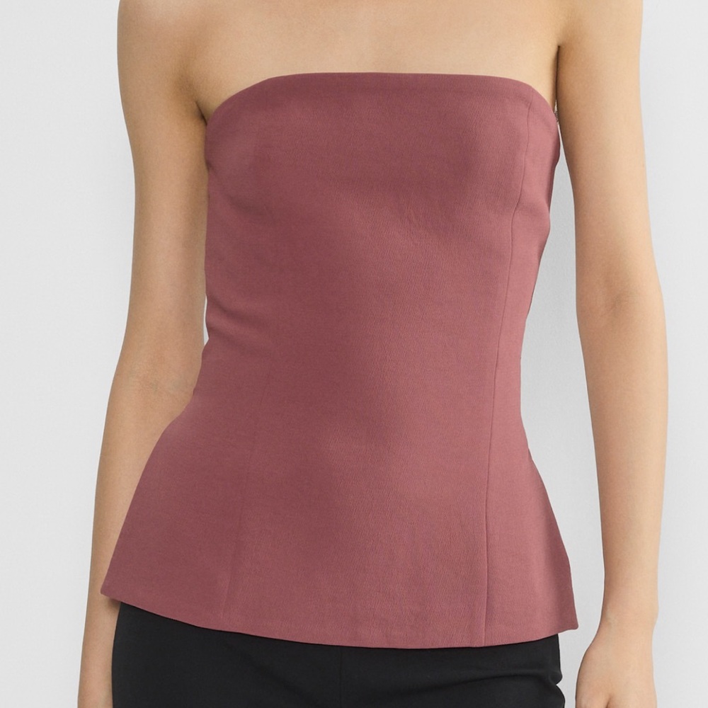 Aritzia Strapless Peplum Top in Mauve
